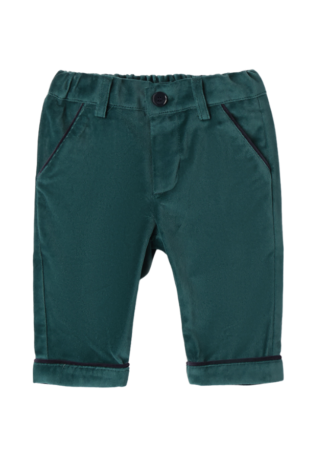 Pantaloni Lungi din Velur Verde 3A621.00 Minibanda