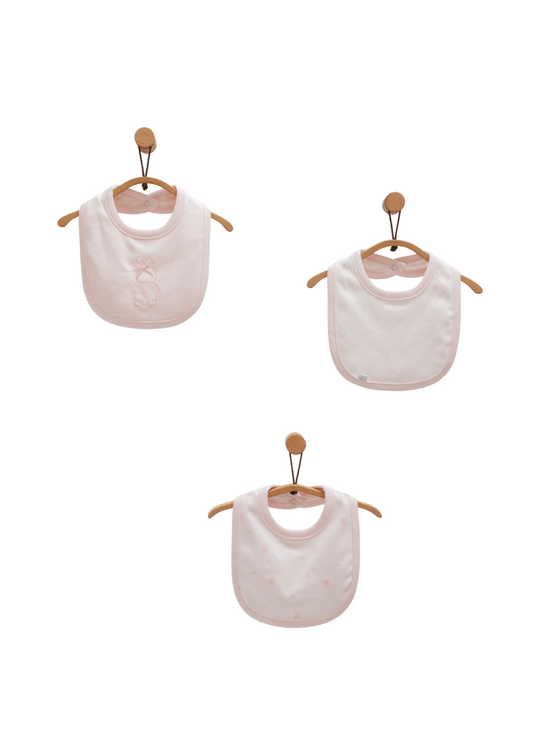 Set 3 Bavete Bumbac Roz cu Iepure ONK1490 Mell Sweet Baby