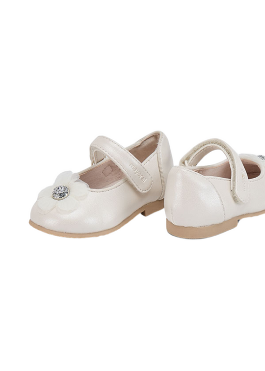 Balerini Crem Sidefat cu Floare din Tull 41624 Mayoral