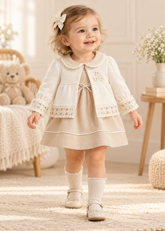 Rochie Bej cu Dantela la Maneca 4628 – MyMio
