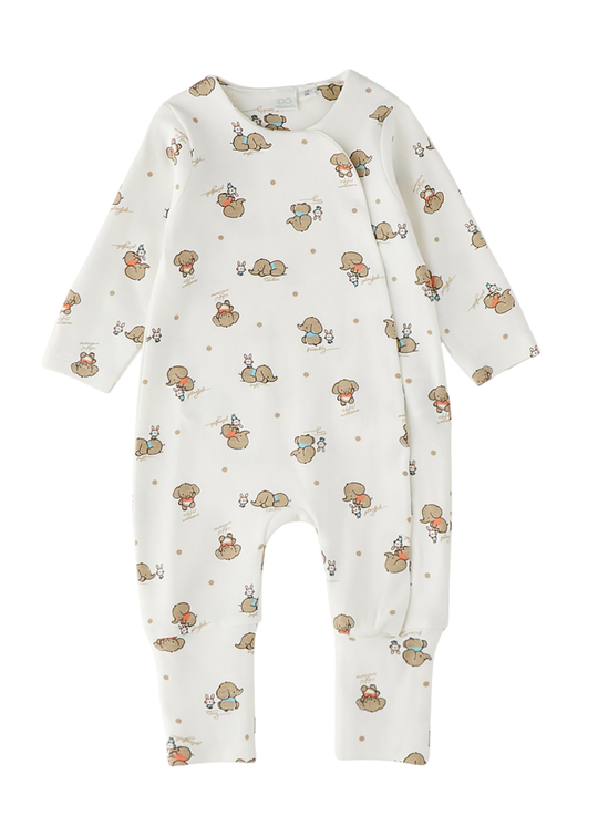 Salopeta Lunga Crem cu Elefanti pentru Baieti 4.H031/00 – iDO