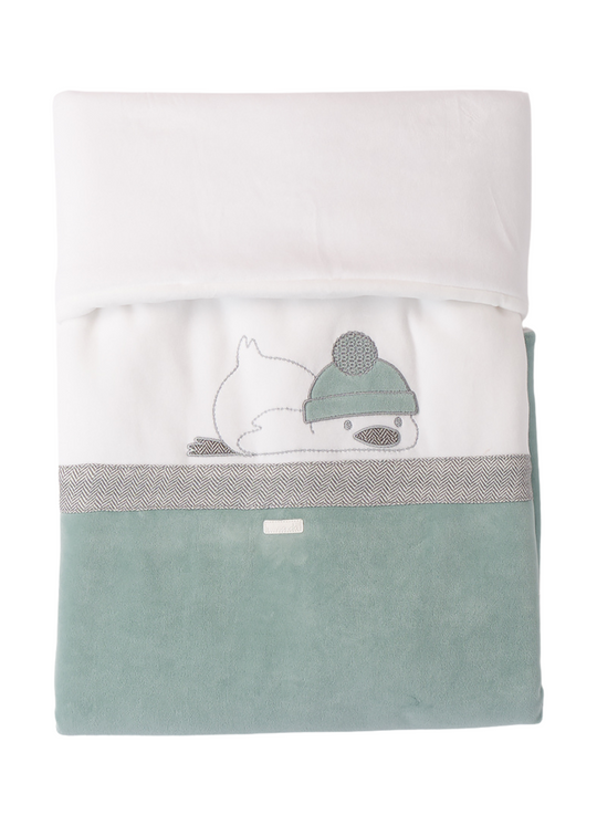 Pled Matlasat Crem cu Verde cu Pinguin 3.F308 Minibanda
