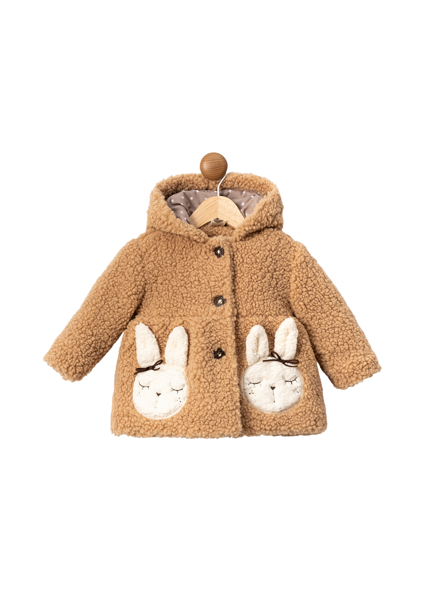 Palton Bej din Stofa Bucle cu Gluga 3574 Mino Baby