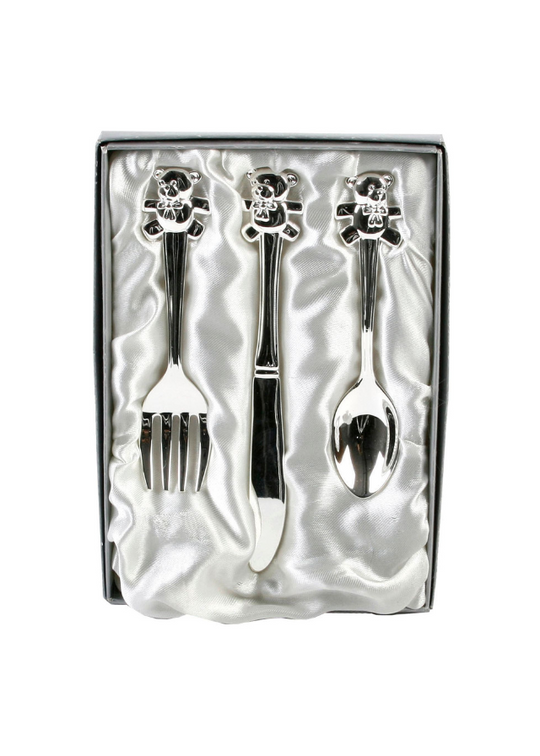Set of 3 Silver Plated Cutlery with Bear CG427 Bambino by Juliana
