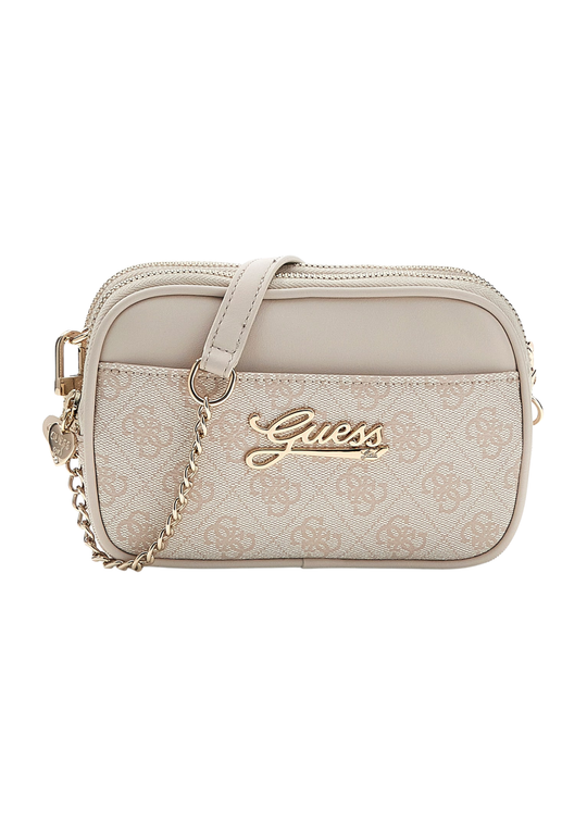Geanta Mica Bej cu Monograme si Lant J6RZ27 WFMF0 G9L9 Guess