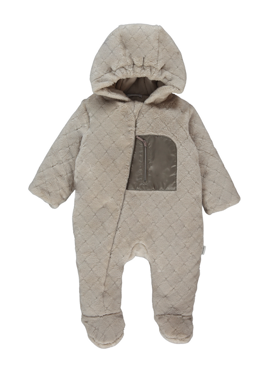 Combinezon Bej din Plus cu Fermoar si Gluga K5132 Bebetto