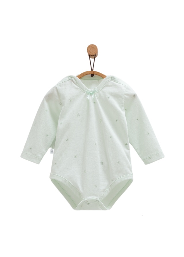 Set Body cu Maneca Lunga si Pantaloni Verde cu Oite Mini Lamb BPK1824 Mell Sweet Baby