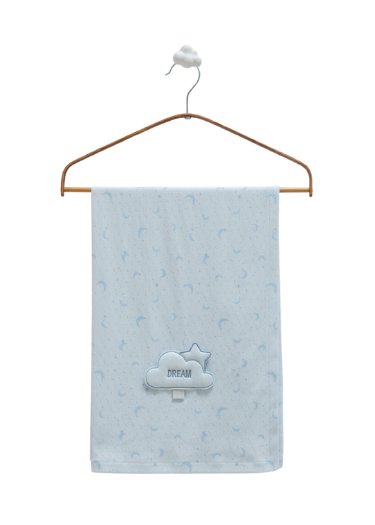 Pled Bumbac Perforat cu Nor si Luna Bleu BTE1563 Mell Sweet Baby