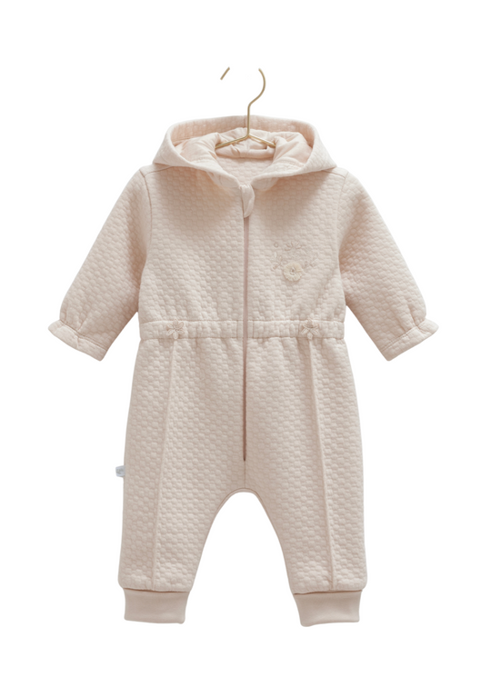 Combinezon Bej din Bumbac cu Fermoar si Elastic in Talie TK2030 Mell Sweet Baby