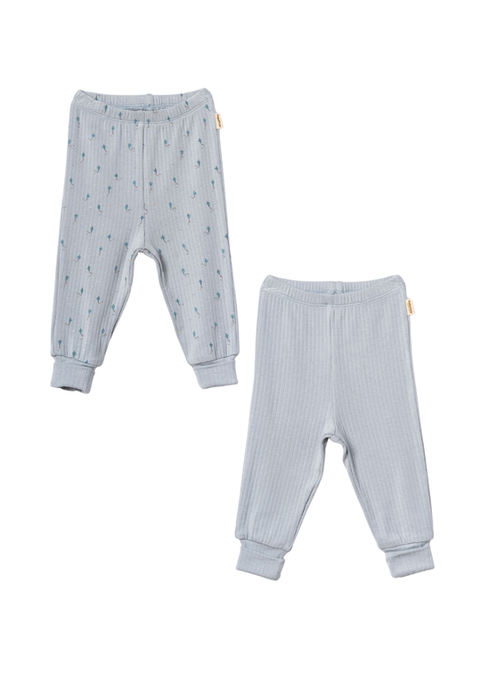 Set 2 Perechi Pantaloni Lungi Verde Menta cu Imprimeu Zmeu Micromodal CSYM31109 Baby Cosy