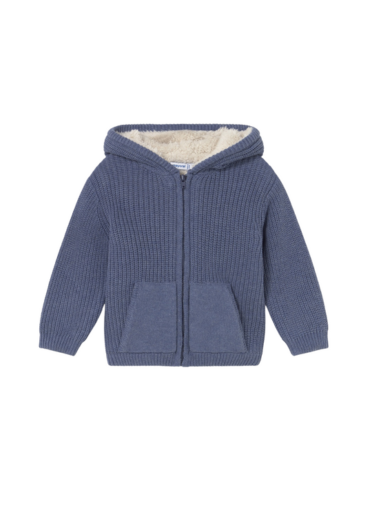 Blue Knitted Sweatshirt with Hood and Fur Lining 2350 Mayoral