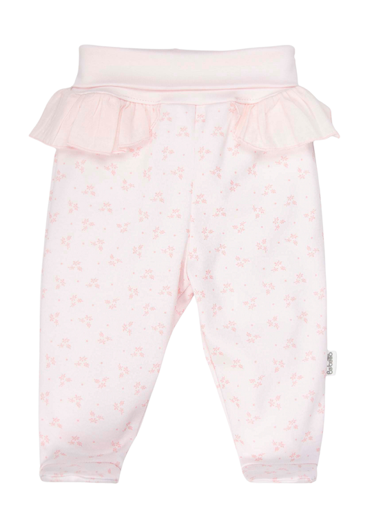 Pantaloni cu Botosei cu Volanase si Floricele Roz pentru Fetite T4334 – Bebetto