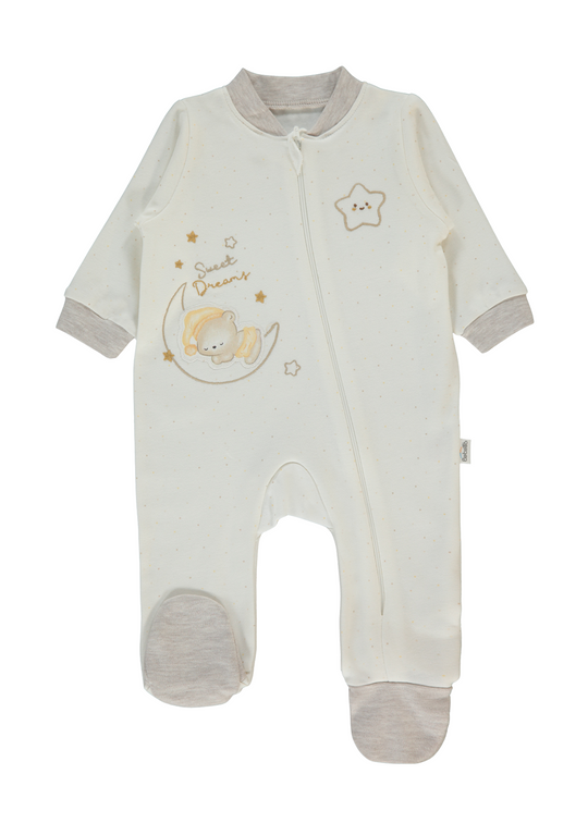 Salopeta Lunga Crem cu Gri cu Fermoar T4047 Bebtto