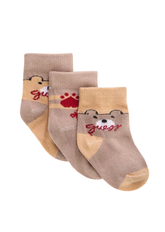 Set 3 Perechi Sosete Bej si Maro din Bumbac Unisex H5BW14 – Guess