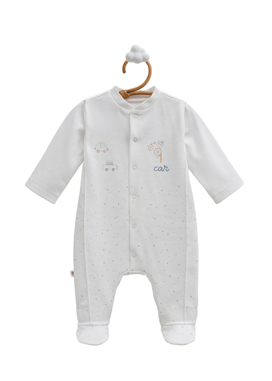 Salopeta Lunga Crem cu Capse First Car TE2221 Mell Sweet Baby