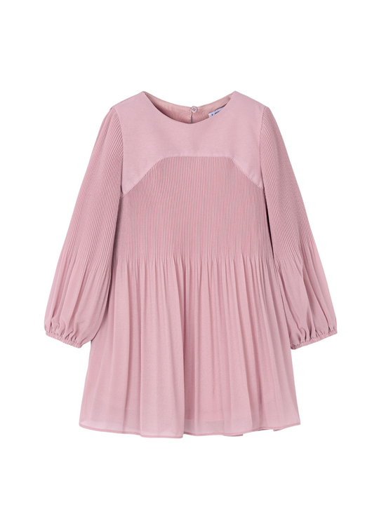 Powder Pink Dress with Long Sleeves and Pleats 4922 Mayoral
