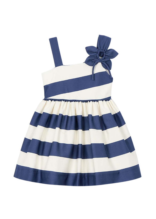 Rochie cu Bretele cu Dungi Crem si Bleumarin 3924 Mayoral