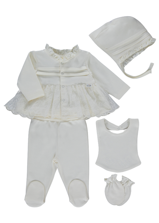 5 Piece Set Newborn Cream with Lace Pure Lady Z939 Bebetto