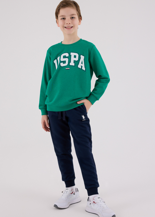 Trening 2 Piese Bluza Sport Verde si Pantaloni Lungi Bleumarin US2227-4 Us Polo Assn