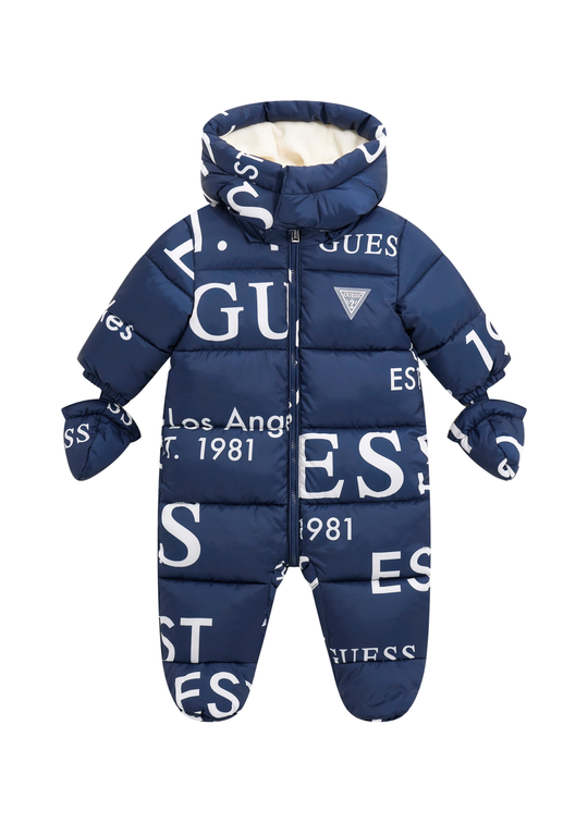 Combinezon Matlasat din Fas Bleumarin cu Print Litere H5BW00 WCFM0 P7PG Guess