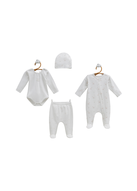 Set 4 Piese din Bumbac Crem cu Ratuste ZK2249 Mell Sweet Baby