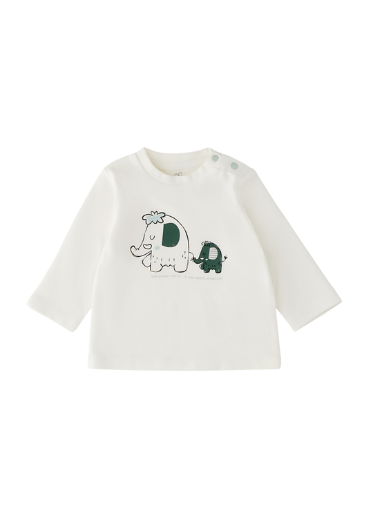Bluza Crem cu Maneca Lunga si Model Elefantei pentru Baieti 4.H048/00 – iDO