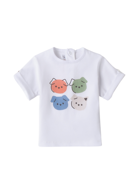 Tricou Alb cu Imprimeu Colorat 3.B628/00 Minibanda