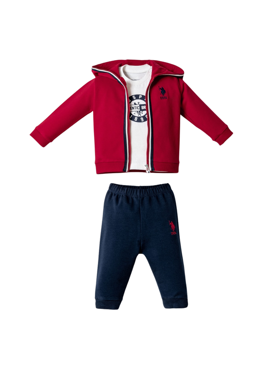 3-Piece Tracksuit Red Hoodie and Navy Pants USB2875 V2 Us Polo Assn