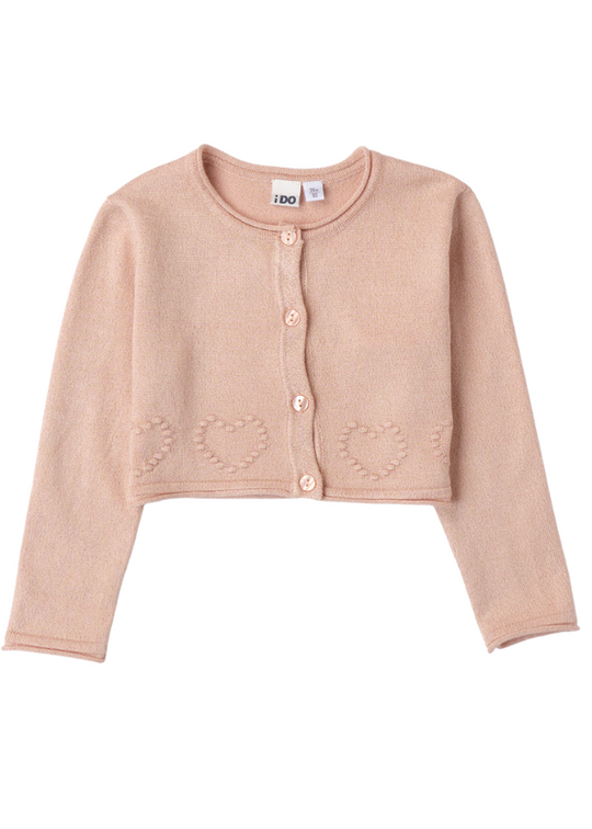 Salmon Knitted Cardigan with Golden Thread 8294 iDO