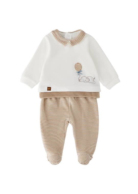 Set 2 Piese din Velur Ivory cu Bej pentru Baieti 683 – Minibanda