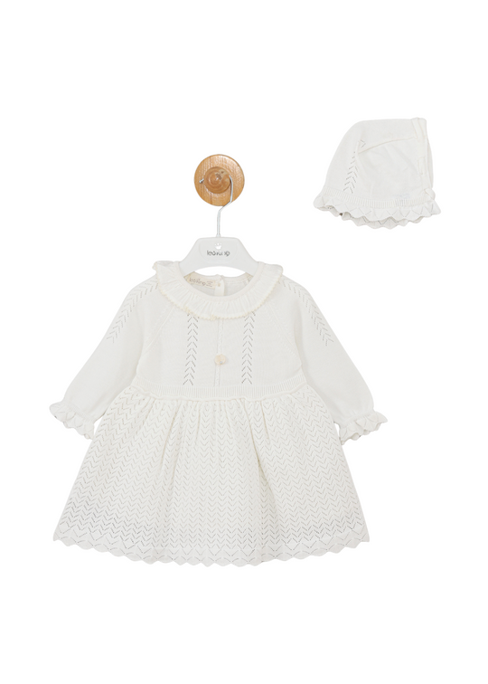 Rochie Tricotata Alba cu Maneca Lunga 5371 Leo King