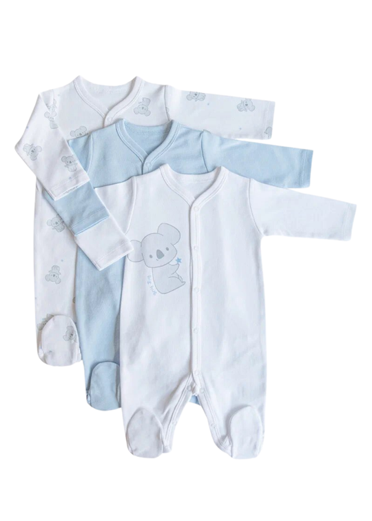 Set 3 Salopete Lungi Alb cu Bleu cu Koala S60498 Kitikate