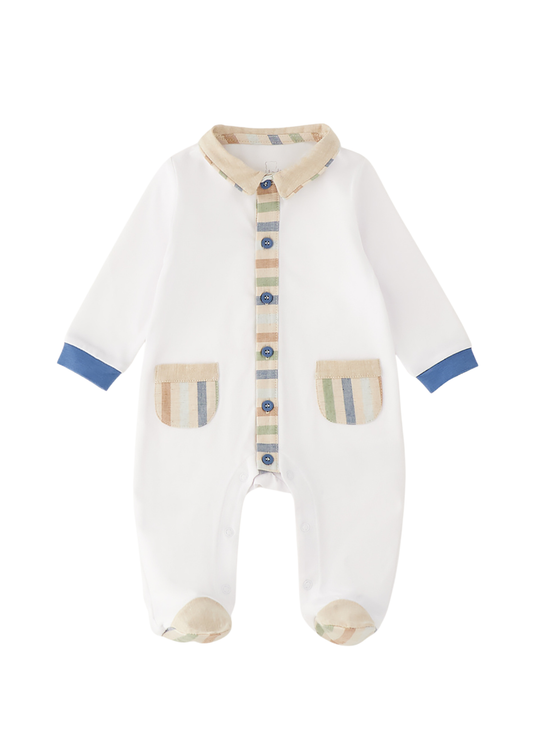 Salopeta Lunga Alba cu Guler Polo Bej 3.G653/00 Minibanda