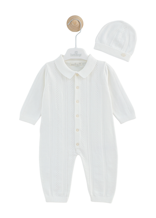 Salopeta Tricotata Lunga Alba cu Fes 7440 Leo King