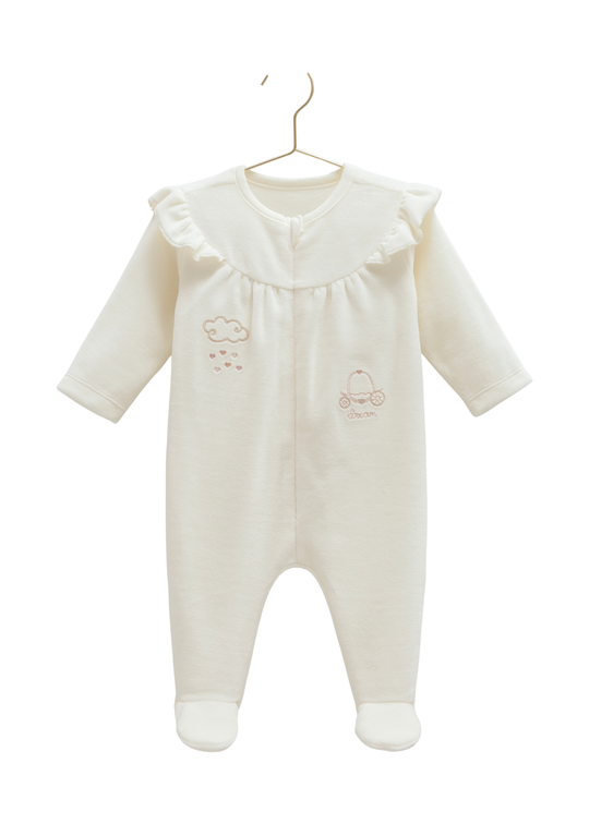 Salopeta Lunga Crem Velur cu Fermoar TK2141 Mell Sweet Baby