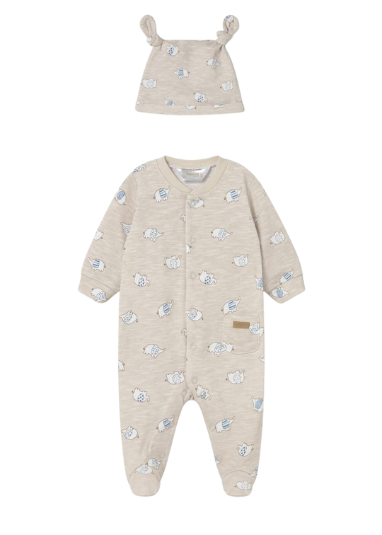 Set Salopeta Lunga Bej cu Fes si Elefanti 1718 Mayoral