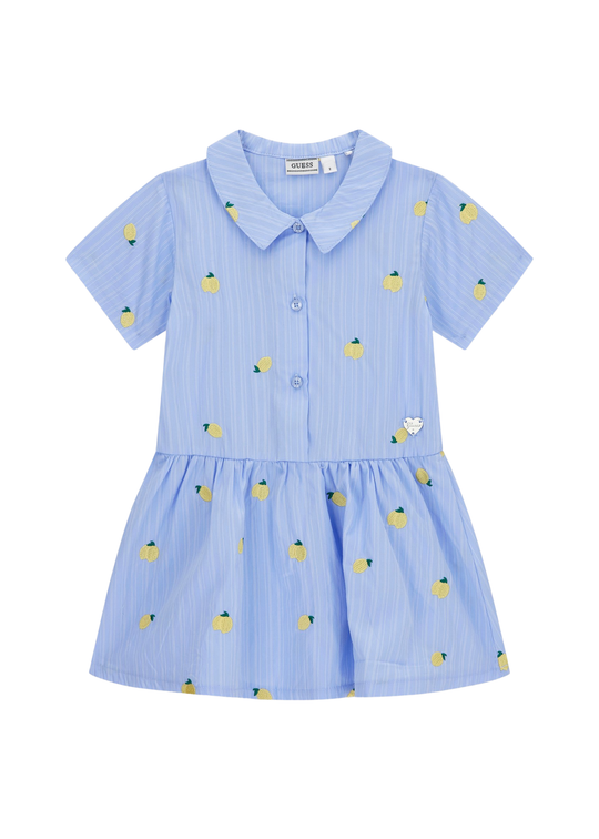 Rochie Bleu cu Maneca Scurta si Broderie Lamai K6GK04 WEH20 S20T Guess