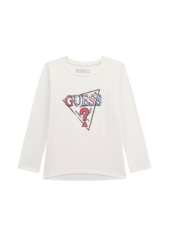 Bluza Alba cu Maneca Lunga cu Logo Multicolor K5YI10 K6YW4 G011 Guess