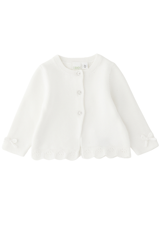 Cardigan Tricotat Alb cu Nasturi 4.G128/00 iDO