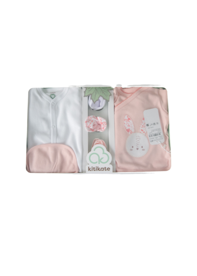 Set 10 Piese Maternitate Alb cu Roz cu Iepure S60099 KitiKate
