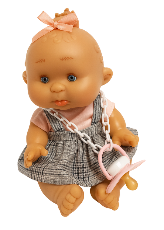 Papusa Parfumata cu Sarafan Gri si Bluzita Roz - 26 cm - 0439 - Nines