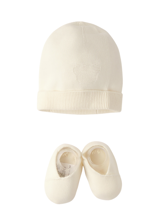 Set 2 Piese Tricotat Fes si Botosi Ivory 3.G317/00 Minibanda