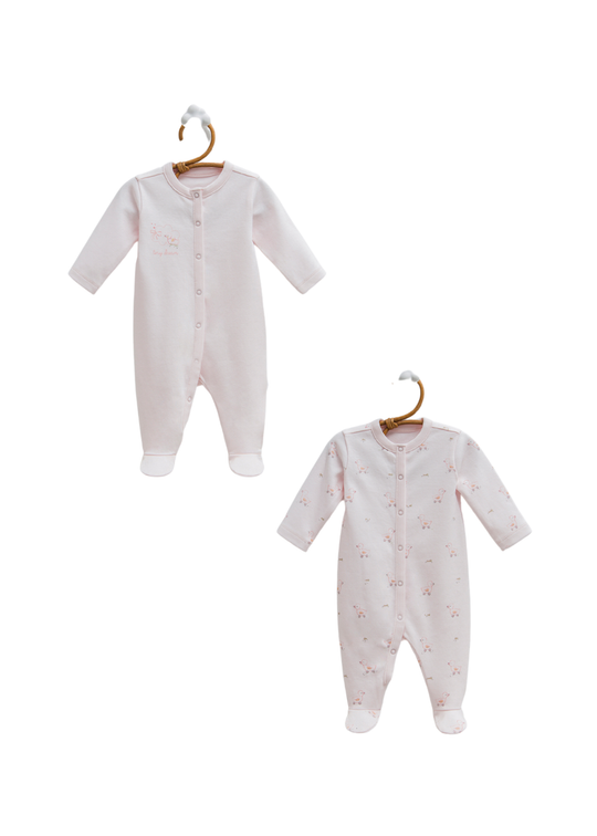Set 2 Salopete Lungi Roz cu Ratuste TK2251 Mell Sweet Baby