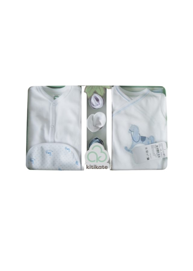 Set 10 Piese Maternitate Alb cu Bleu cu Calut S60100 KitiKate