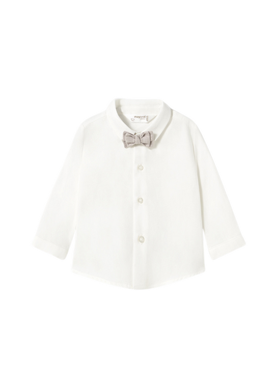 Camasa Crem cu Maneca Lunga si Papion Bej 1102 Mayoral