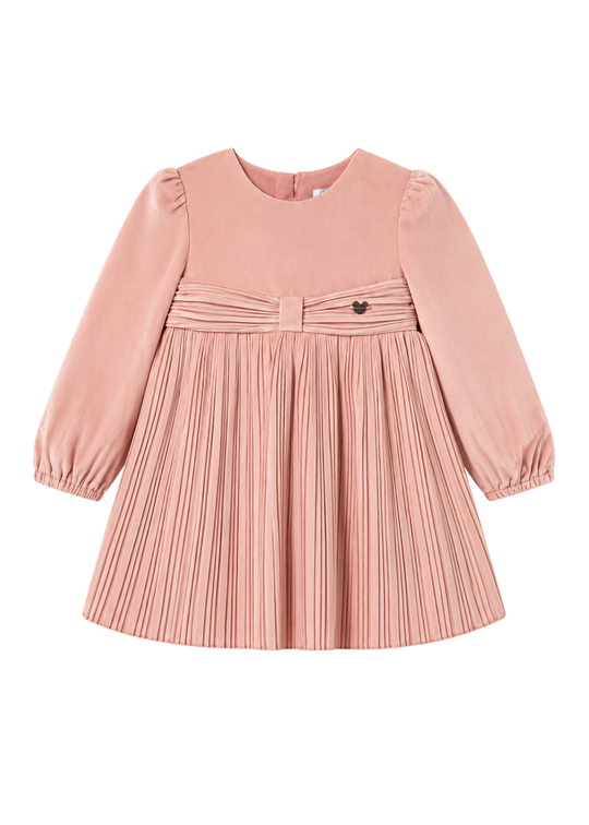 Rochie din Catifea cu Pliuri Roz Pal pentru Fetite 2902 – Mayoral