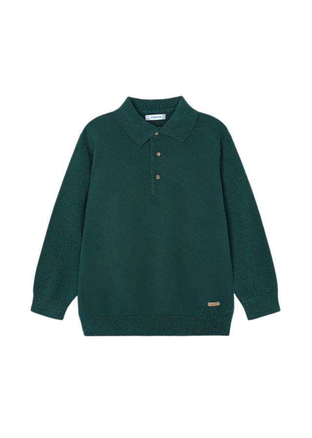 Bluza polo verde din tricot cu maneca lunga 4102 Mayoral