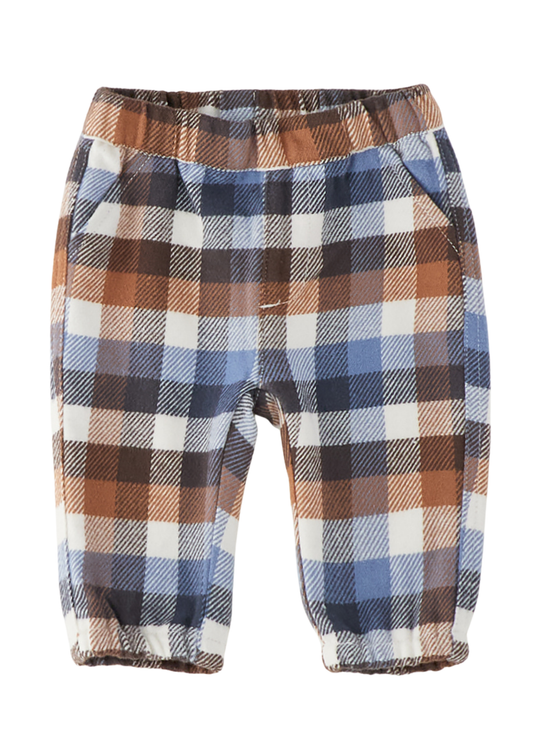 Pantaloni Lungi in Carouri Maro, Bleu si Ivory pentru Baieti 4.H072/00 – iDO