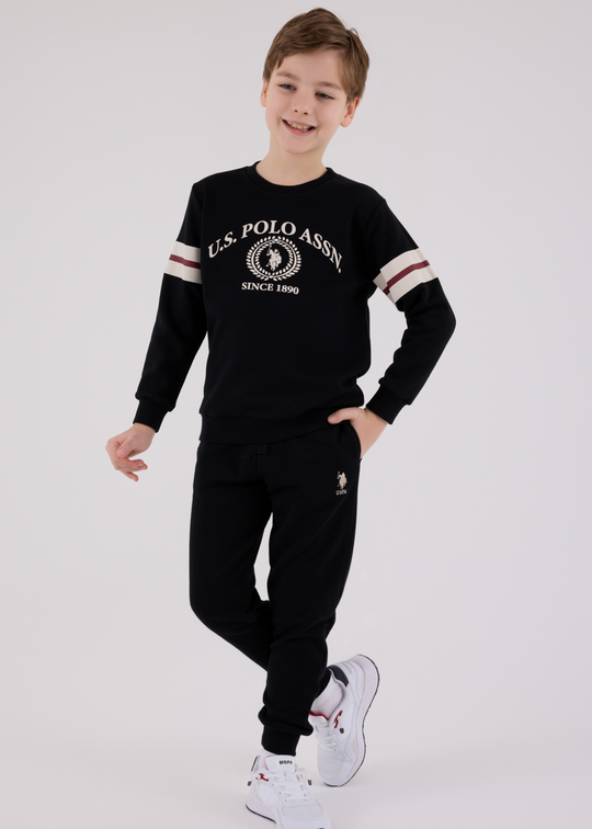 Trening 2 Piese Negru Bluza si Pantaloni Lungi US2201-4 V2 Us Polo assn