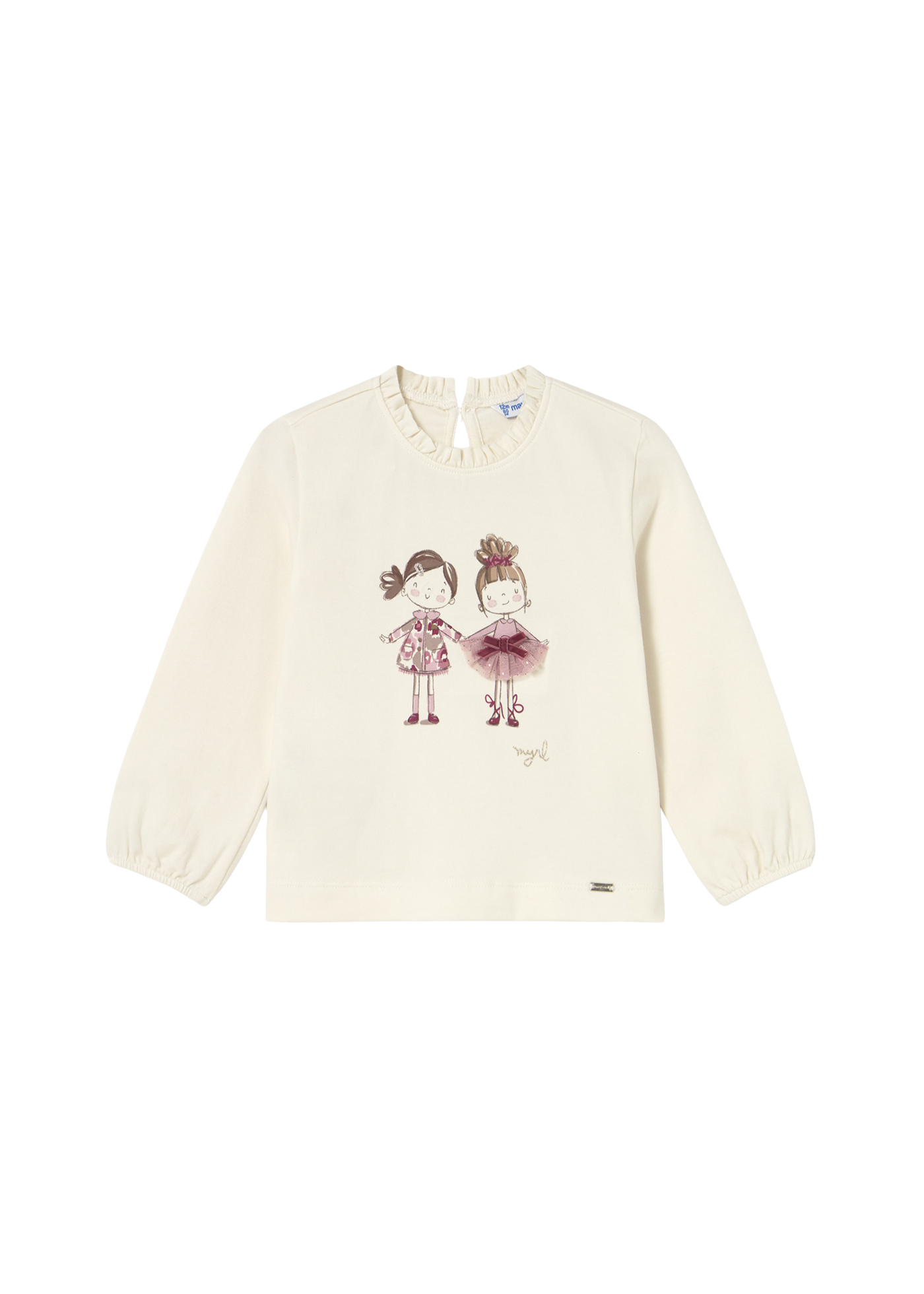 Bluza Crem cu Maneca Lunga Imprimeu Fetite 2075 Mayoral